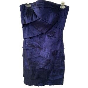 SNAP Strapless Back Zip Mermaid Inspired Tiered Mini Cocktail Taffeta Dress L